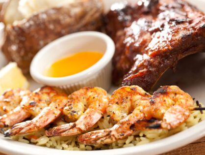 Fall-off-the-Bone Ribs & Hand-Breaded/Mesquite Grilled Shrimp